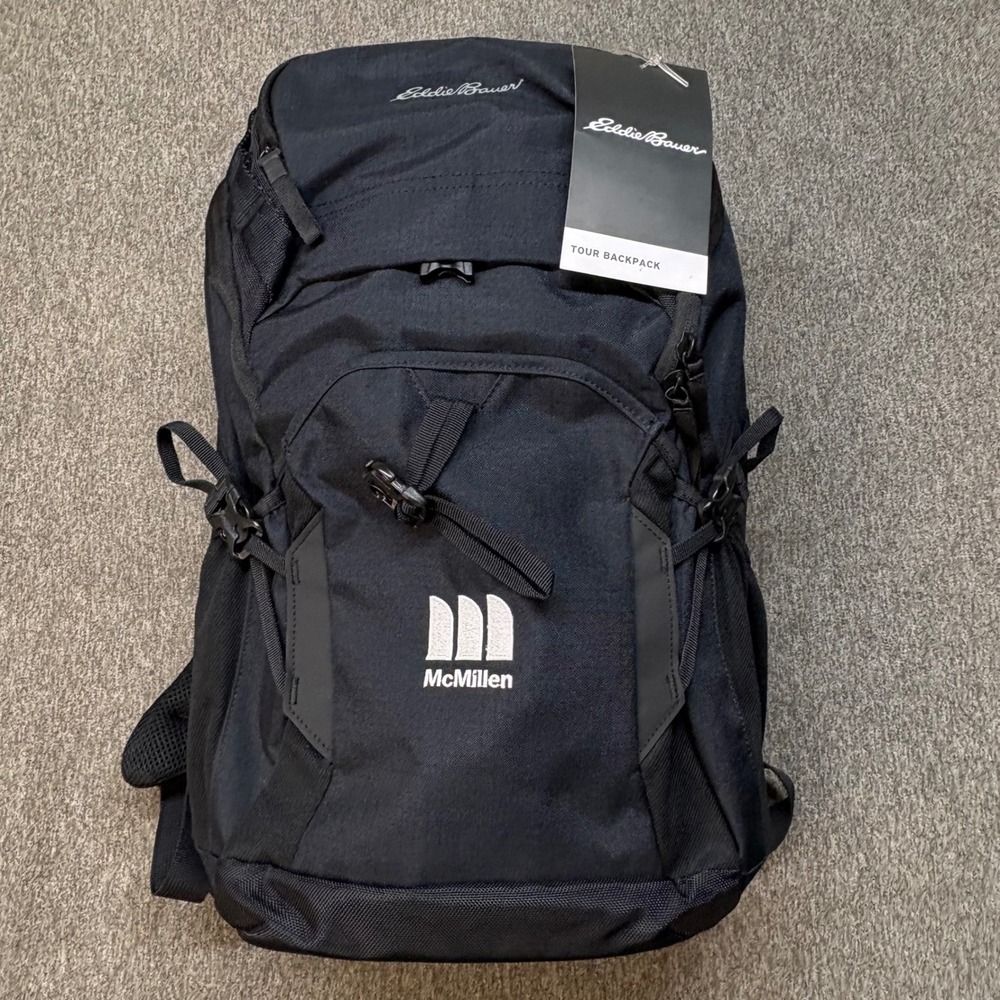 Eddie Bauer Tour Backpack Black FreeCool Air McMillen Logo New NWT